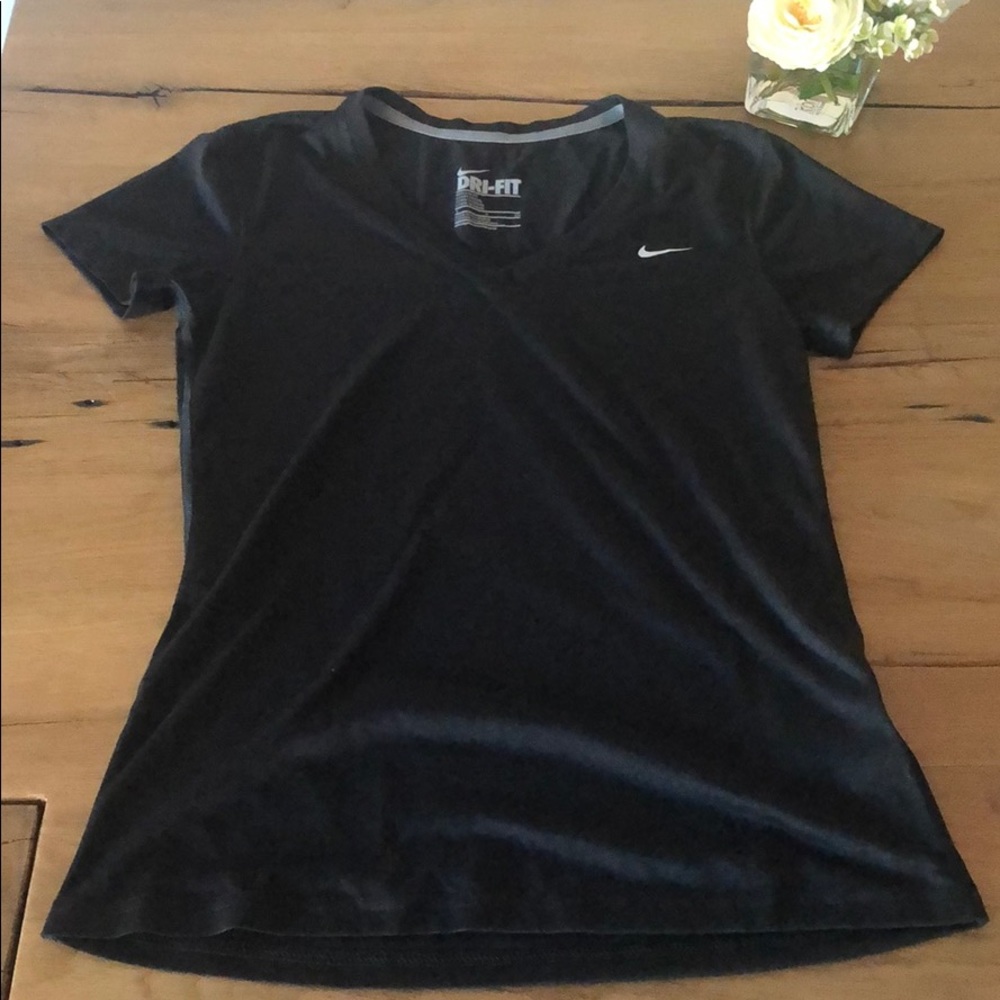 Nike regular fit black dri fit v neck tee